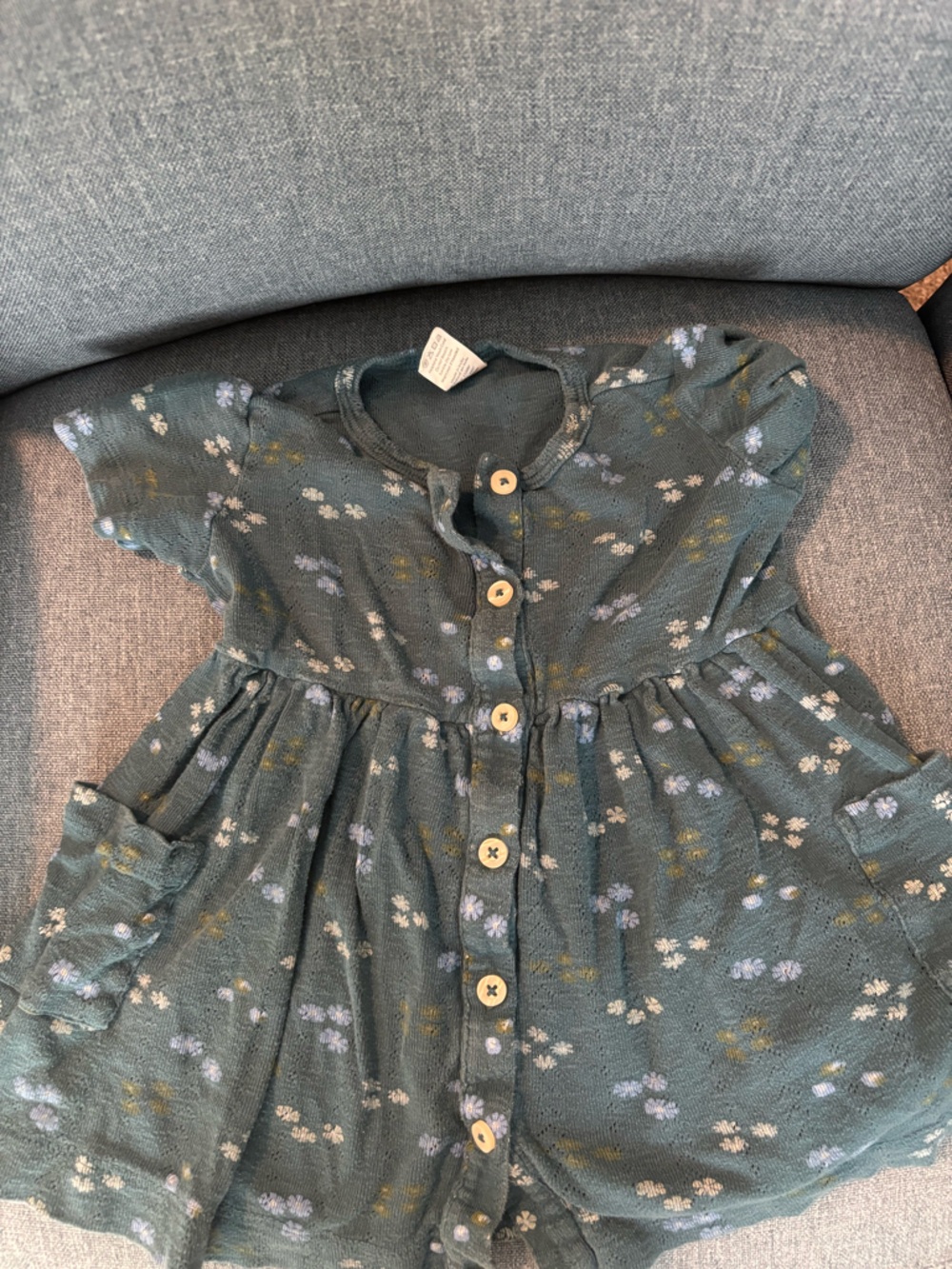 kate quinn Dark Green Floral Button-Up Baby Dress